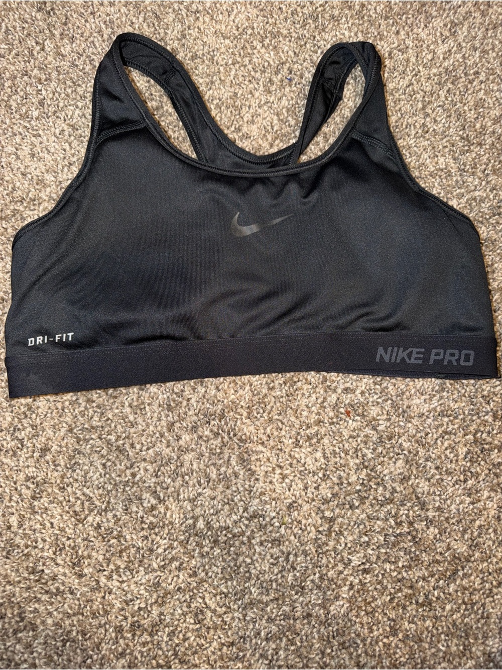 Nike Pro Large Sports Bra Black Swoosh Wireless Pullover Racerback Yoga Workout - Picture 3 of 6